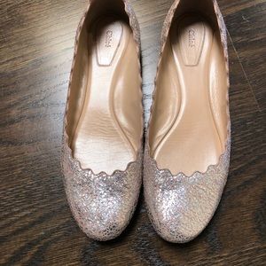 Chloe Scalloped Metallic Leather Flats